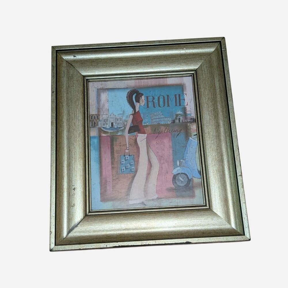 Vintage Style Rome Italy Framed Art Print Coquette Aesthetic Wall Decor
